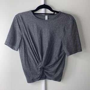 Lululemon charcoal gray cropped knotted top